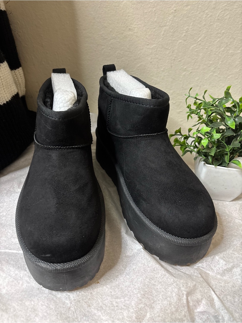 Glaze Black Suede Platform Ankle Boots for Women